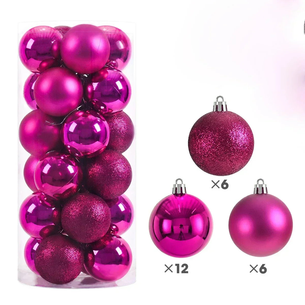 24 Stücke 3/4/6 CM Weihnachtskugeln Große Kugel Weihnachtsbaum Anhänger Ornamente für Party Decor 2025 Neujahr Navidad Geschenke Zubehör
