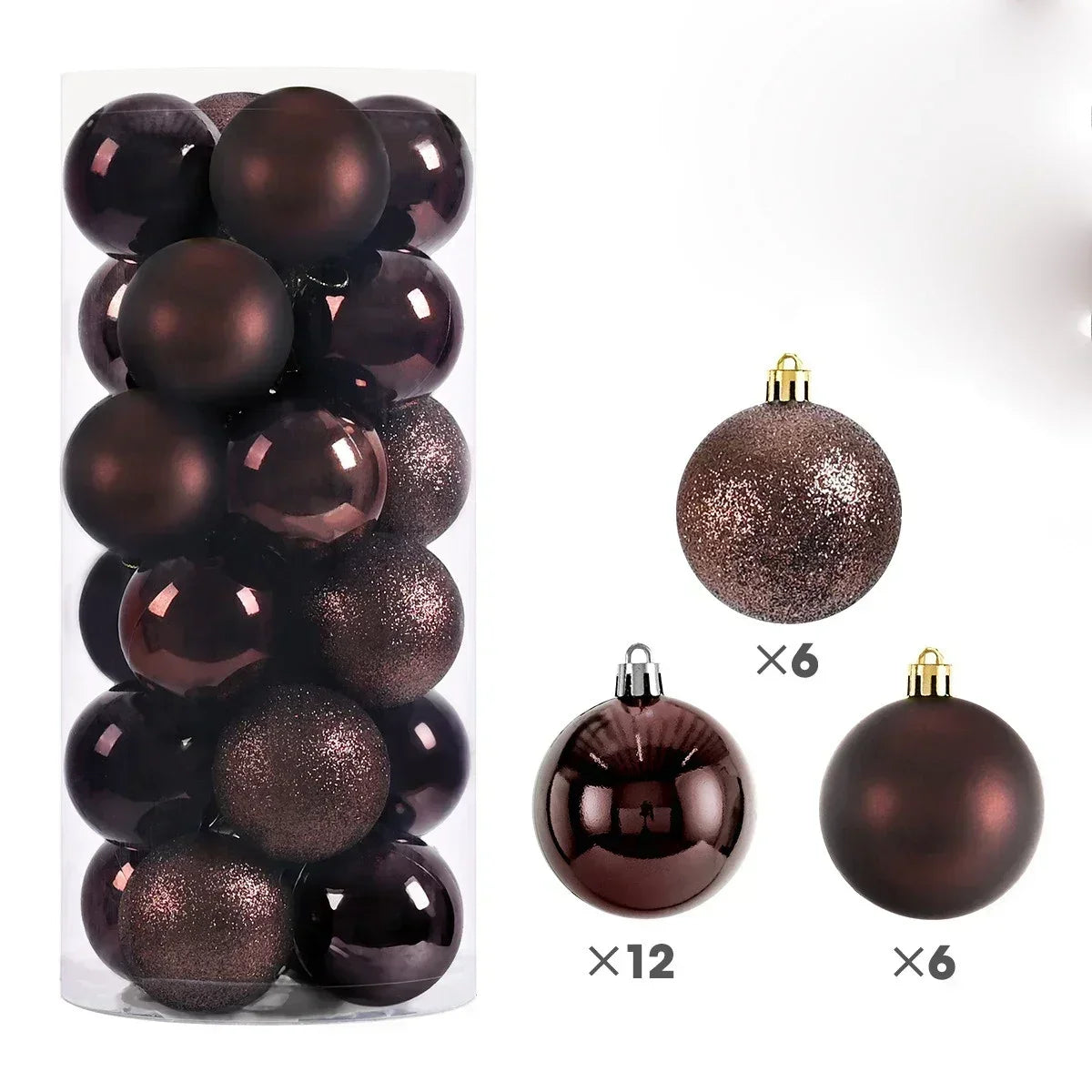 24 Stücke 3/4/6 CM Weihnachtskugeln Große Kugel Weihnachtsbaum Anhänger Ornamente für Party Decor 2025 Neujahr Navidad Geschenke Zubehör