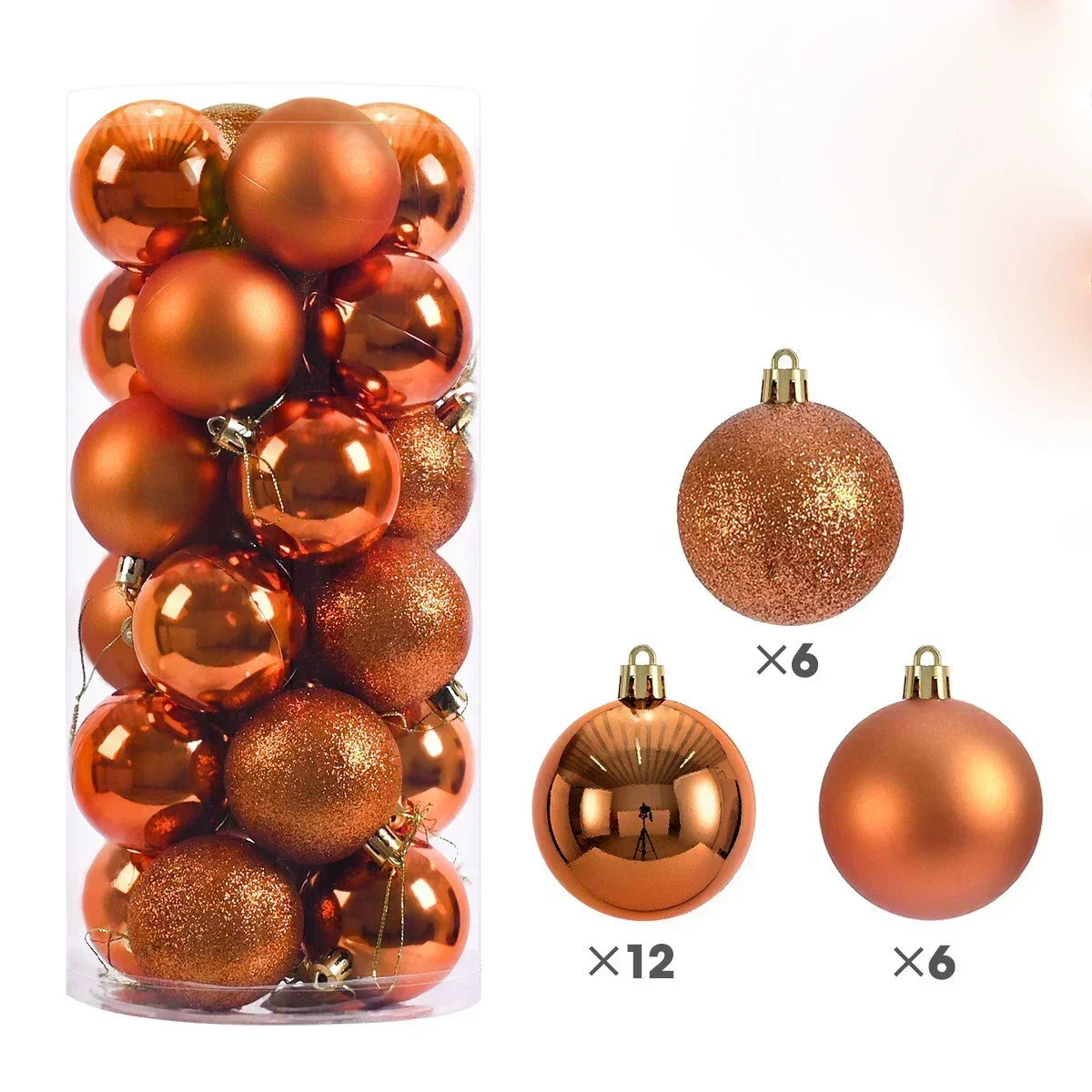 24 Stücke 3/4/6 CM Weihnachtskugeln Große Kugel Weihnachtsbaum Anhänger Ornamente für Party Decor 2025 Neujahr Navidad Geschenke Zubehör