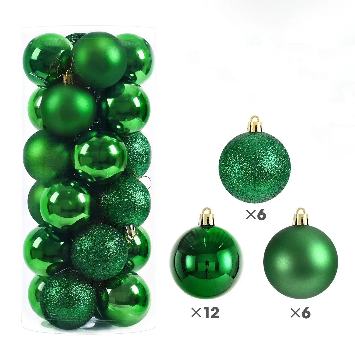 24 Stücke 3/4/6 CM Weihnachtskugeln Große Kugel Weihnachtsbaum Anhänger Ornamente für Party Decor 2025 Neujahr Navidad Geschenke Zubehör