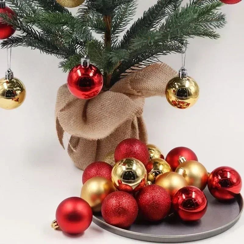 24 Stücke 3/4/6 CM Weihnachtskugeln Große Kugel Weihnachtsbaum Anhänger Ornamente für Party Decor 2025 Neujahr Navidad Geschenke Zubehör