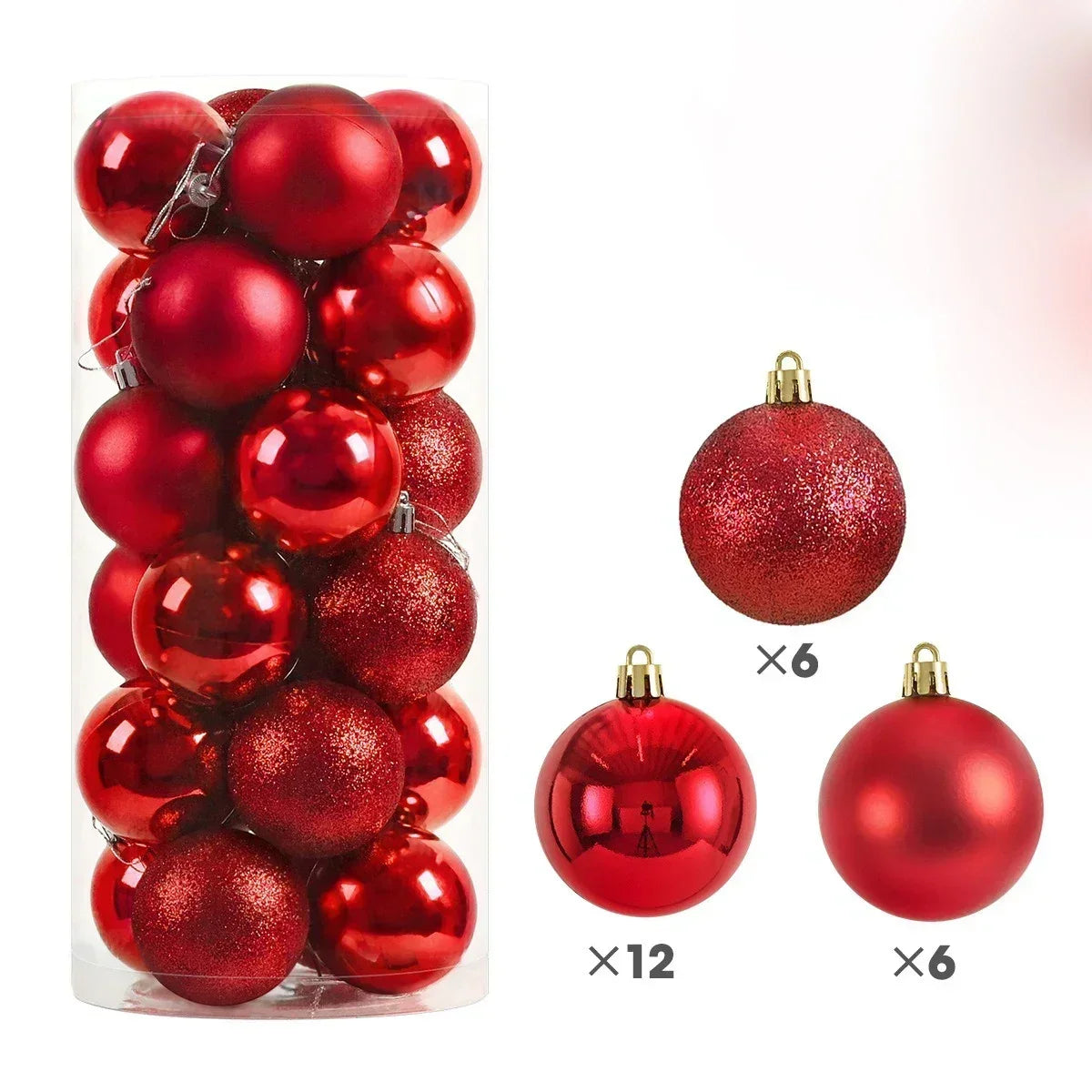 24 Stücke 3/4/6 CM Weihnachtskugeln Große Kugel Weihnachtsbaum Anhänger Ornamente für Party Decor 2025 Neujahr Navidad Geschenke Zubehör